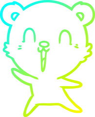 cold gradient line drawing of a happy cartoon bear