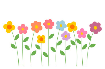 Cute summer flowers on white background. - 595879422