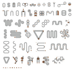 line abstract y2k modern element poster wall art clipart 80s architecture vector