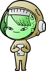 cartoon astronaut woman