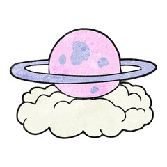 freehand textured cartoon alien planet