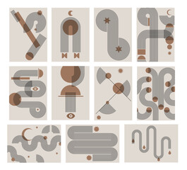 line abstract y2k modern element poster wall art clipart 80s architecture vector