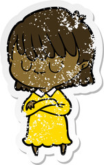 distressed sticker of a cartoon woman