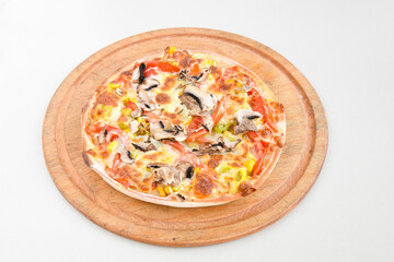 Delicious mixed pizza with rich content. Menu concept of choice and diversity. Karisik pizza