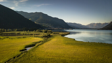 The panorama with Kitzsteinhorn(Tauern Alps) and Zell am See in the Zell am See-Kaprun region,...