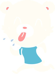 rude flat color style cartoon polar bear sticking out tongue