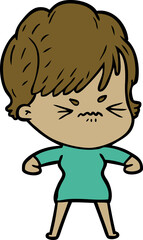 cartoon frustrated woman