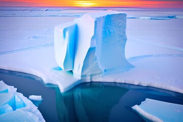 iceberg in polar regions Sunset
