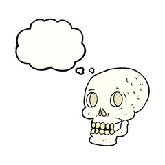 freehand drawn thought bubble cartoon halloween skull