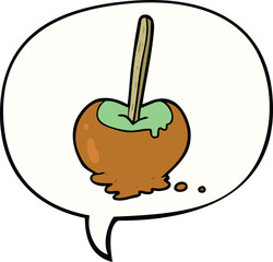 cartoon toffee apple with speech bubble