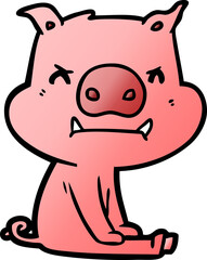 angry cartoon pig sitting