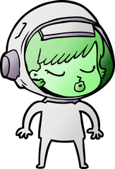 cartoon pretty astronaut girl