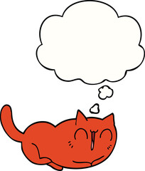 happy cartoon cat with thought bubble