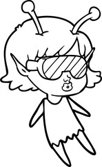 pretty cartoon alien girl