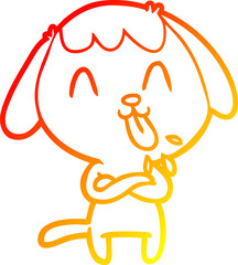 warm gradient line drawing of a cute cartoon dog