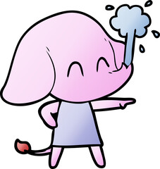 cute cartoon elephant spouting water