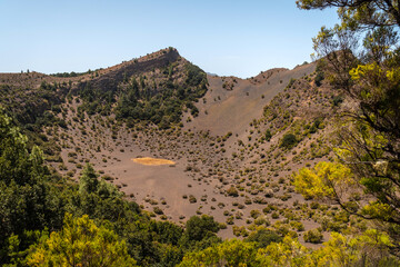 Fireba volcano from La Llania park in El Hierro, Canary Islands. Next to El Brezal the humid forest