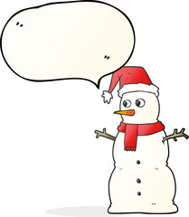 freehand drawn speech bubble cartoon snowman