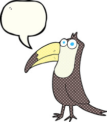 freehand drawn comic book speech bubble cartoon toucan
