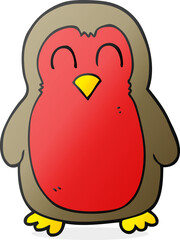freehand drawn cartoon christmas robin