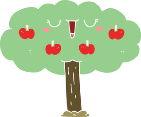 flat color style cartoon apple tree
