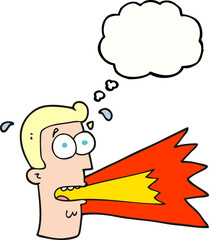 freehand drawn thought bubble cartoon shouting man