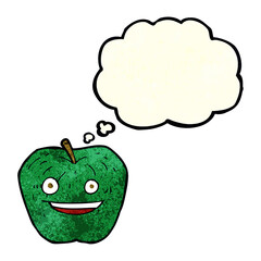 cartoon apple with thought bubble