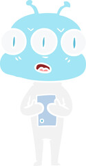 Obraz premium flat color style cartoon three eyed alien
