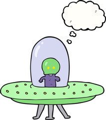 freehand drawn thought bubble cartoon flying saucer