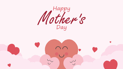 happy mother day, women day flat vector illustrations background with love heart cloud vector EPS10