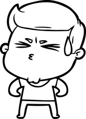 cartoon man sweating