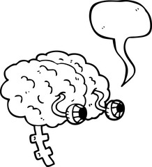 freehand drawn speech bubble cartoon brain