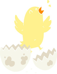 flat color style cartoon bird hatching from egg