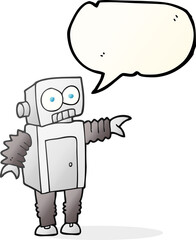 freehand drawn speech bubble cartoon robot