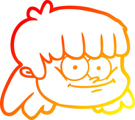 warm gradient line drawing of a cartoon female face