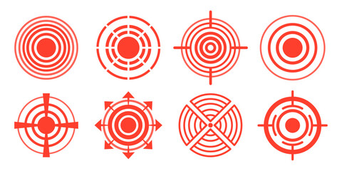 Pain concentration, headache, toothache  icon, radial pain target icon set © Anastasiia