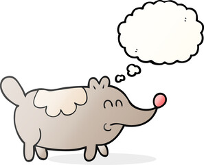 freehand drawn thought bubble cartoon small fat dog