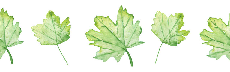 Watercolor frame - illustration with green leaves and branches and golden elements, for wedding stationery, congratulations, wallpapers and more on white bacground.