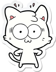 Fototapeta premium sticker of a cartoon surprised cat