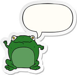 cartoon frog with speech bubble sticker