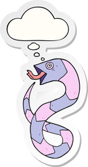 cartoon snake with thought bubble as a printed sticker