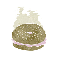 freehand retro cartoon bagel