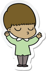 Obraz premium sticker of a cartoon calm boy