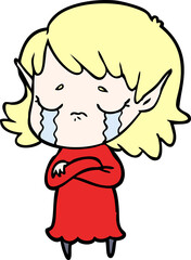 cartoon crying elf girl