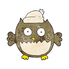 freehand textured cartoon owl