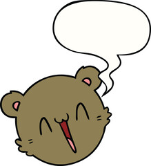 cute cartoon teddy bear face with speech bubble