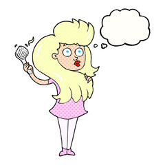 freehand drawn thought bubble cartoon woman brushing hair