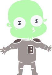Fototapeta premium flat color style cartoon weird bald spaceman