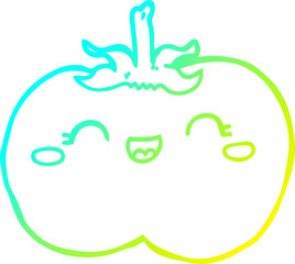 cold gradient line drawing of a cartoon tomato
