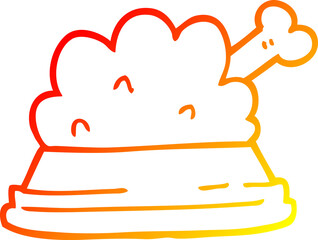 warm gradient line drawing of a cartoon pet food
